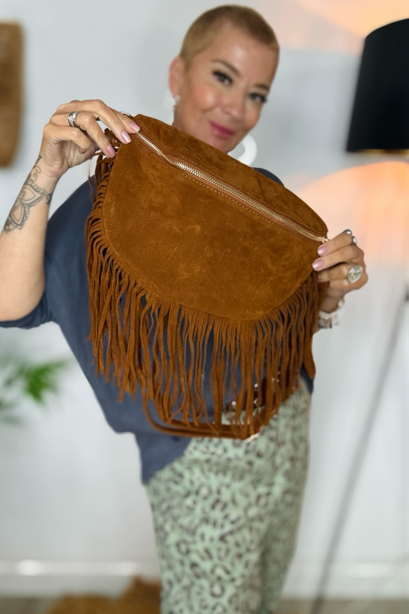 Fay Fringed Faux Suede Bag