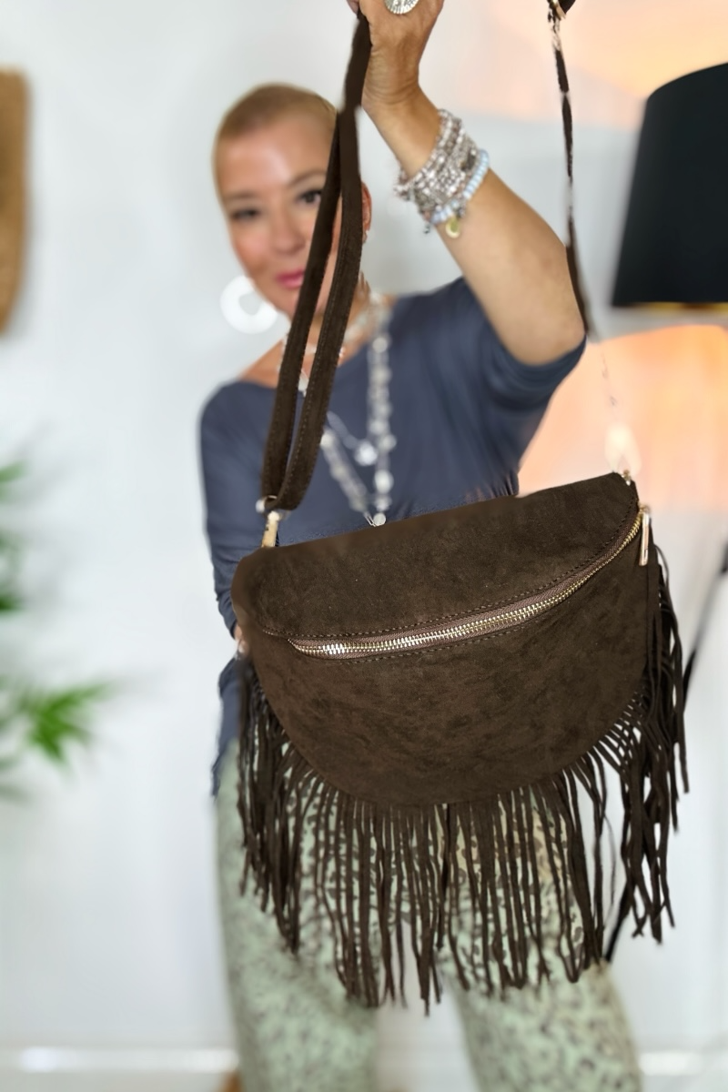 Fay Fringed Faux Suede Bag