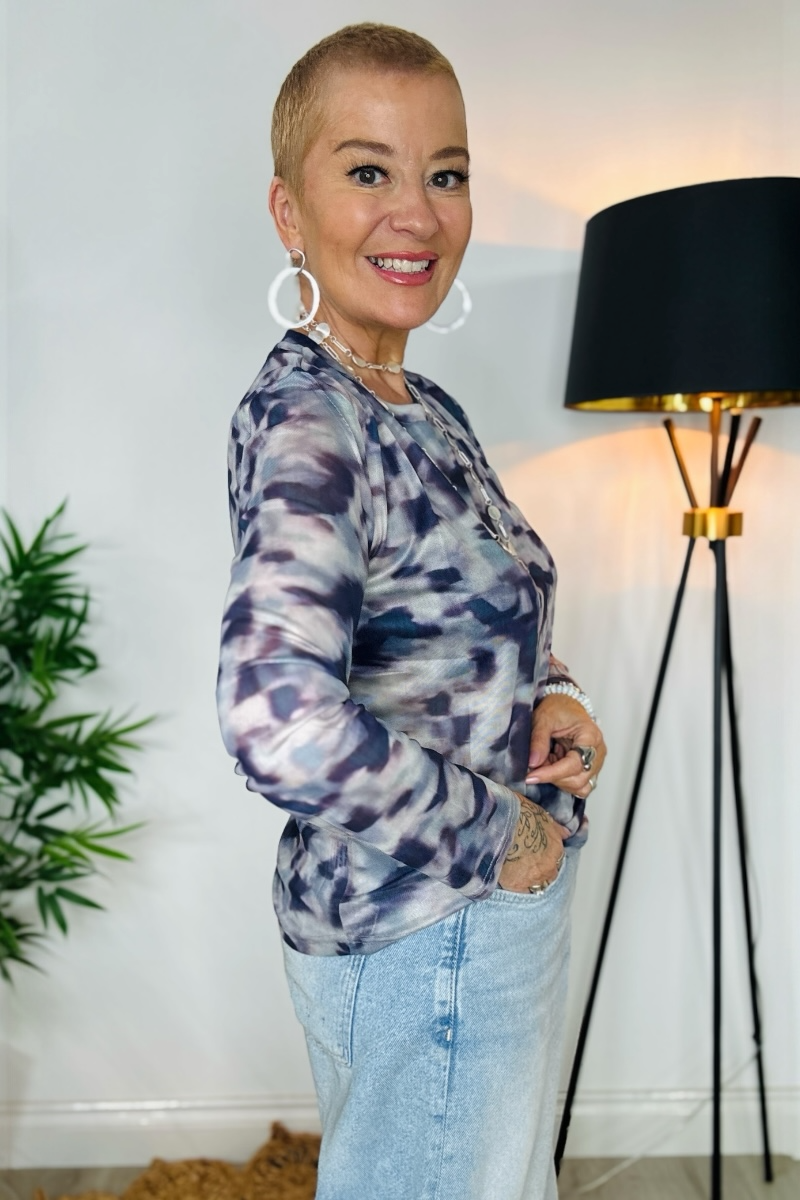 Heidi Sheer Mesh Top - Tie-dye
