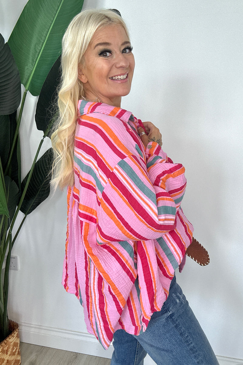 Cotton Waffle Stripe Shirt