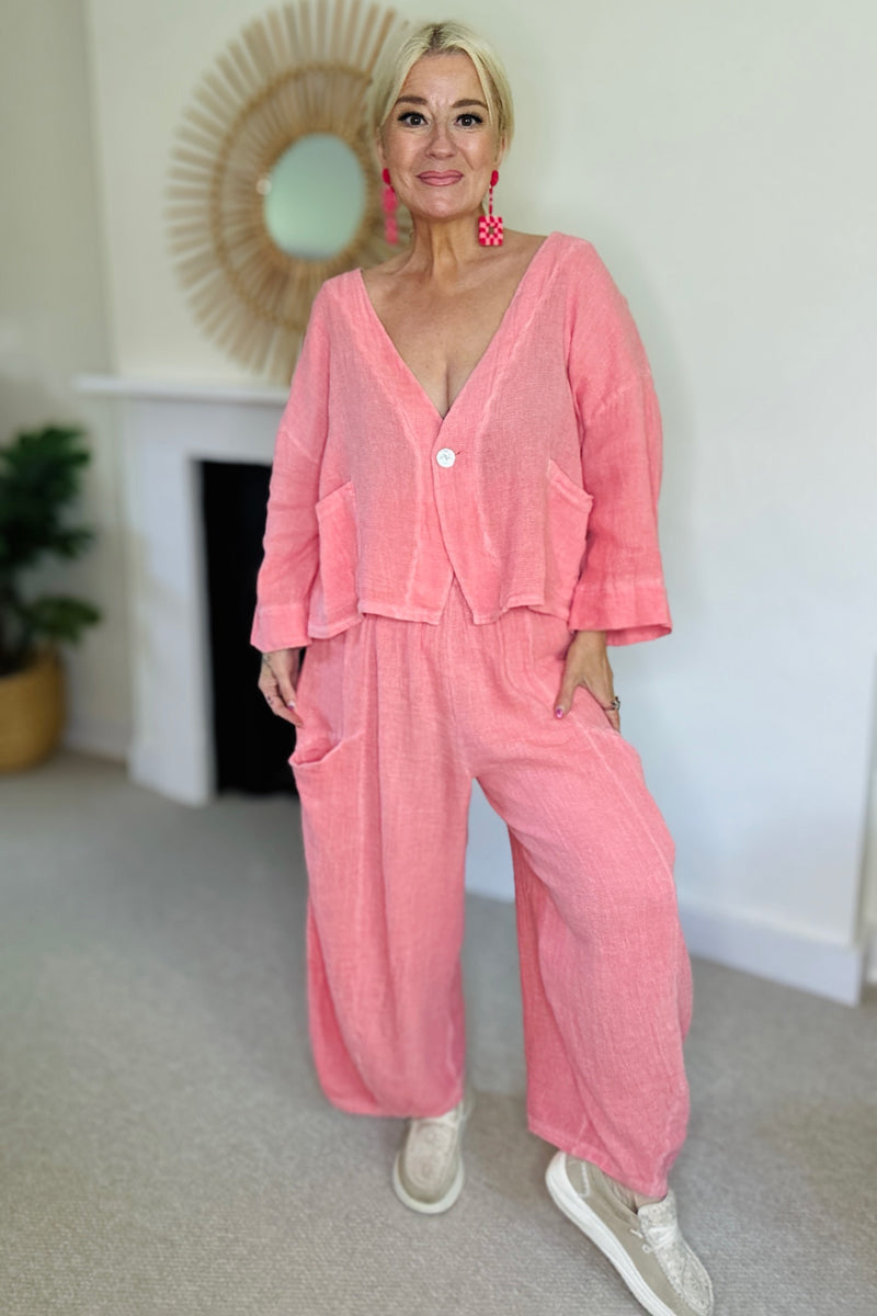 Mina Linen Barrel leg Trousers