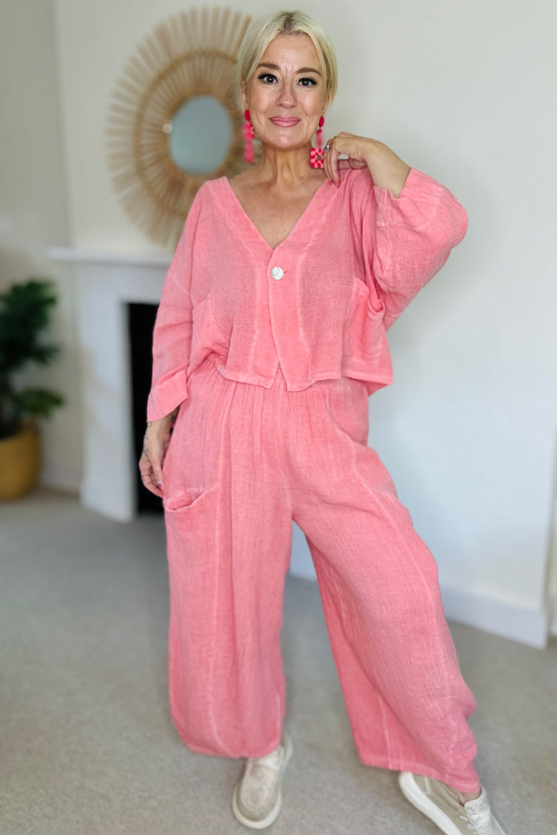 Mina Linen Barrel leg Trousers