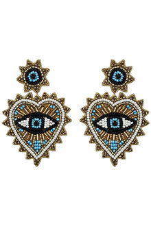 eye and heart drop earrings