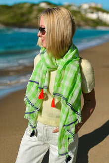 Ombre London Oversized Gingham Scarf - Green