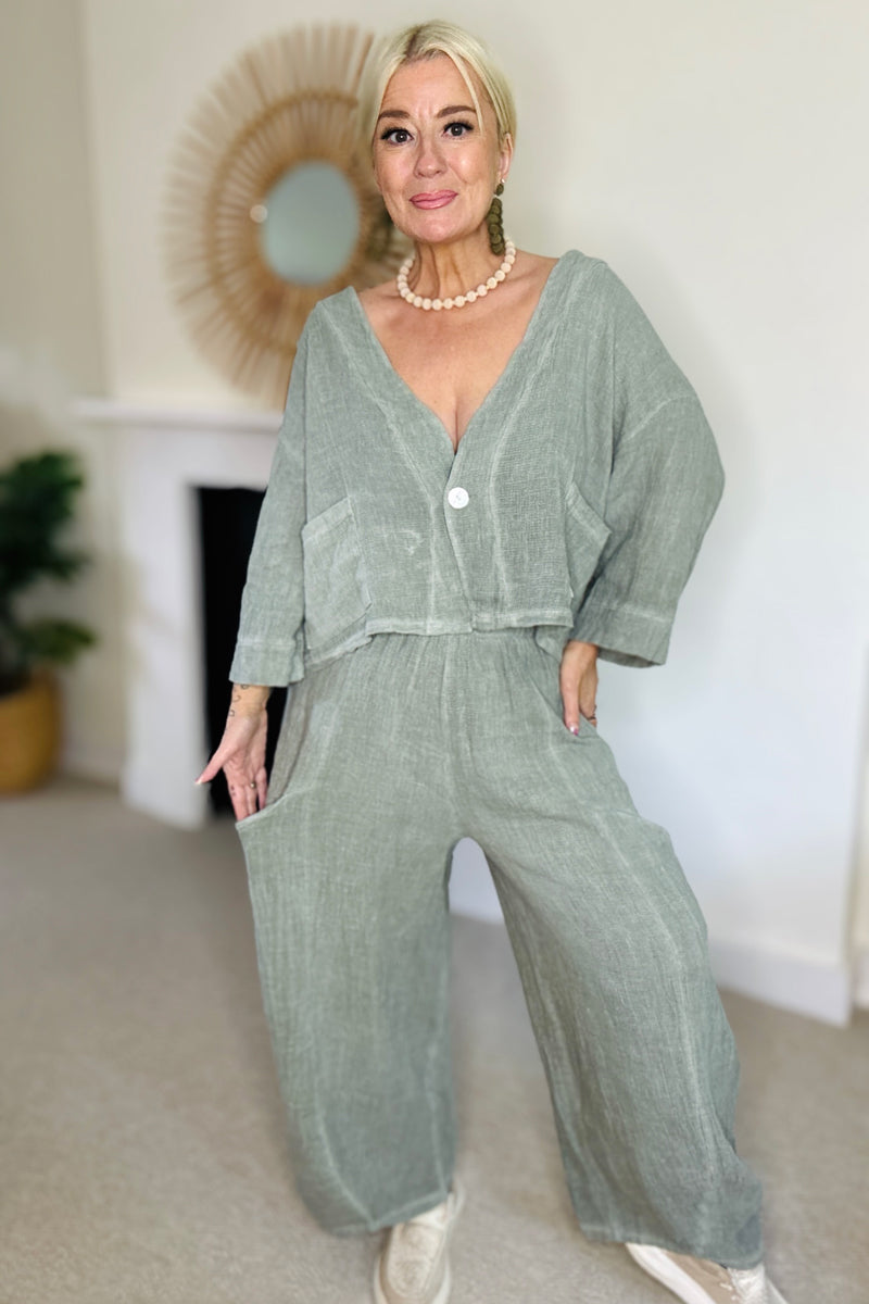 Mina Linen Barrel leg Trousers