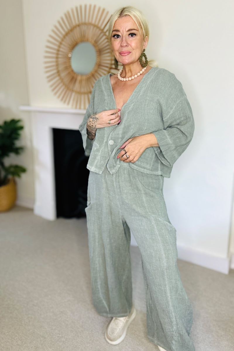 Mina Linen Barrel leg Trousers