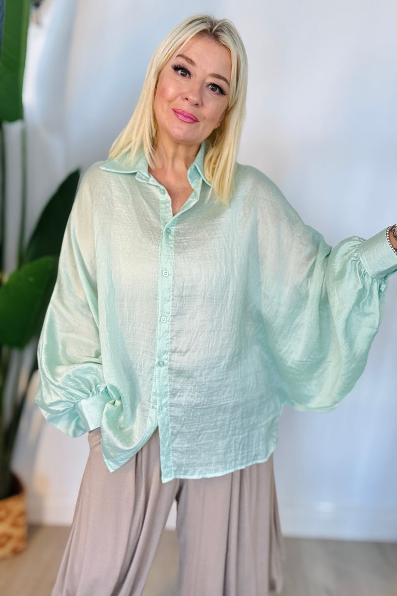 Batwing Sleeve Satin Blouse