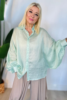 Batwing Sleeve Satin Blouse