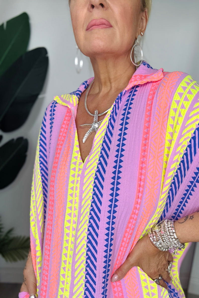 Chevron Longline Cotton Tunic