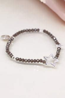 POM Grey Bead Bracelet With Open Stars