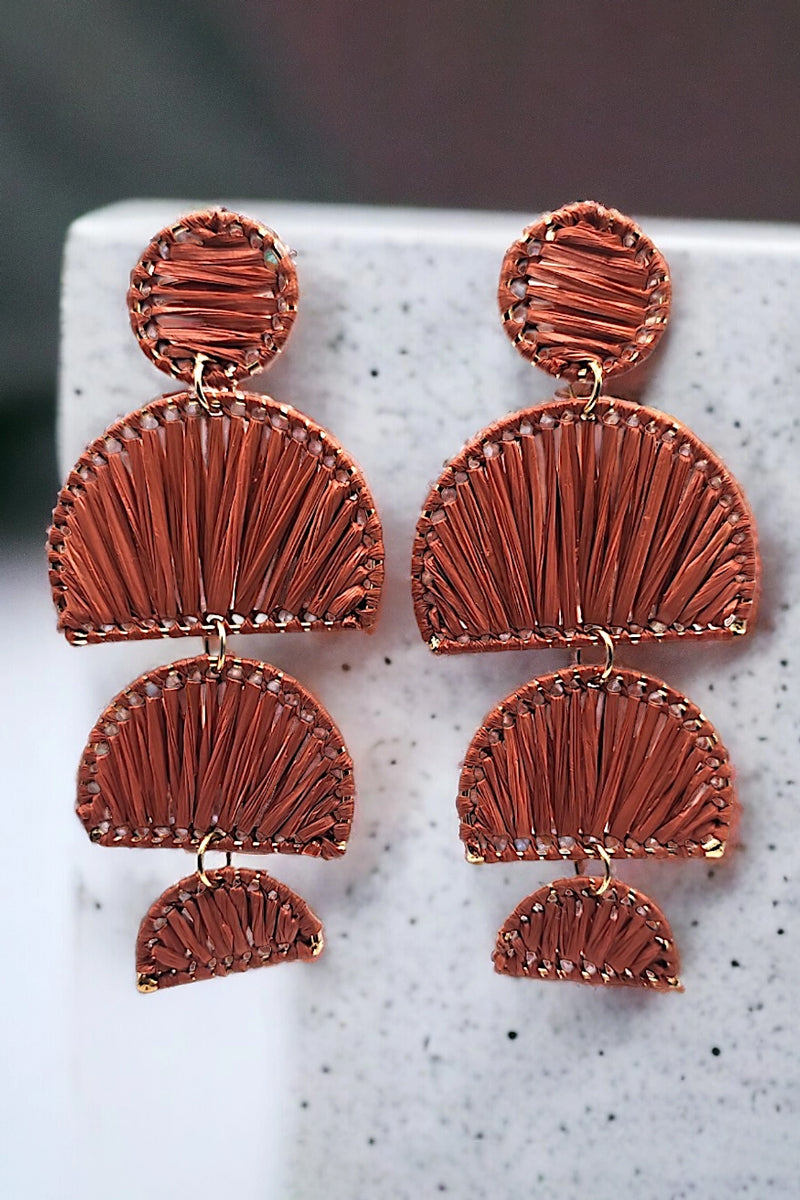 triple drop raffia earrings