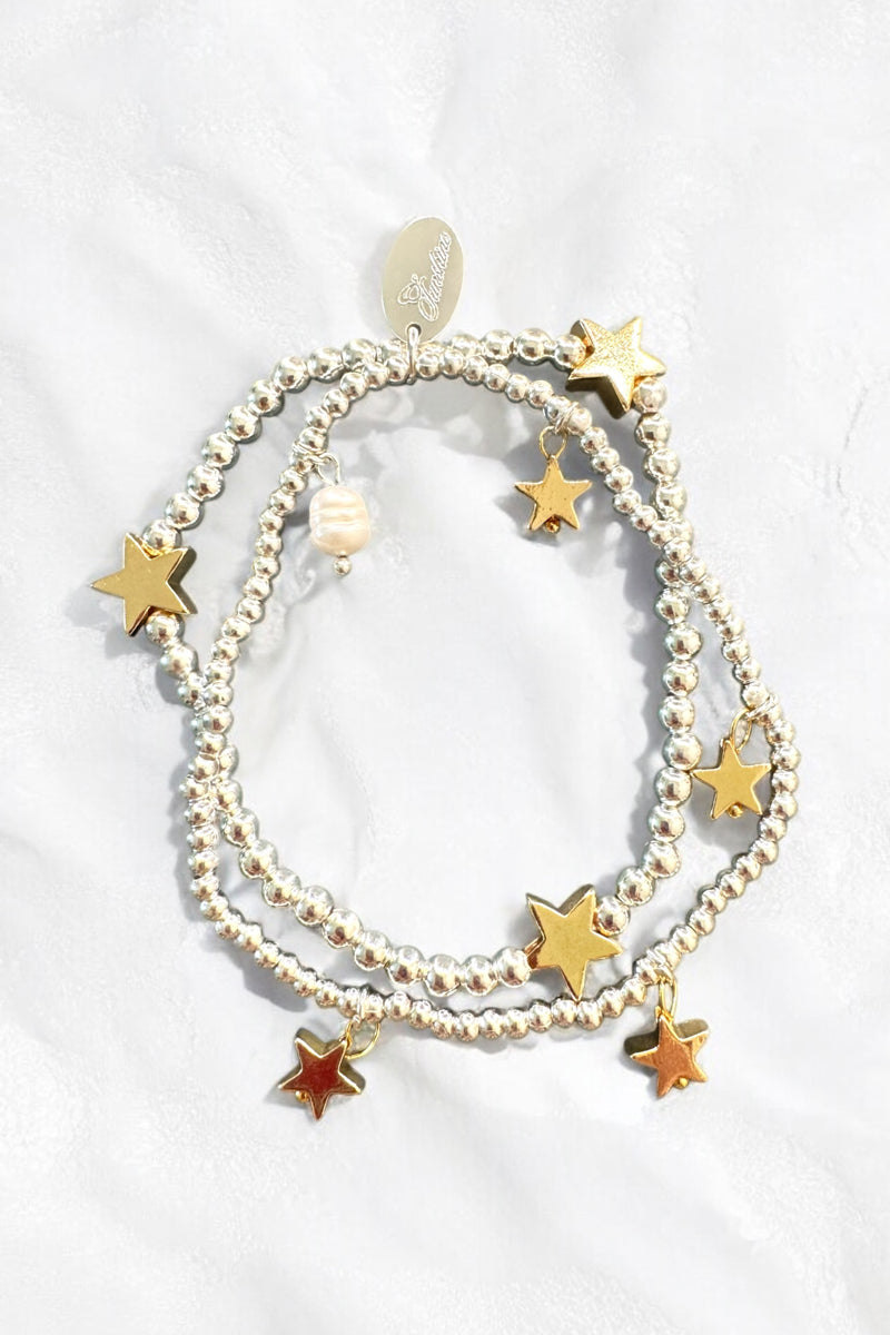 Double Strand Multi Star Beaded Bracelet