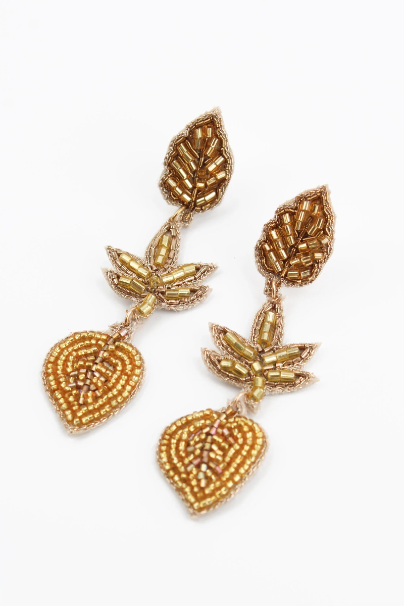 My Doris Outlet Gold Leaf Triple Earrings