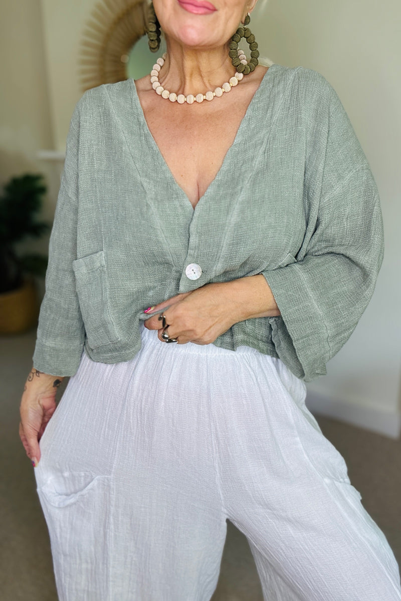 Mina Linen Barrel leg Trousers