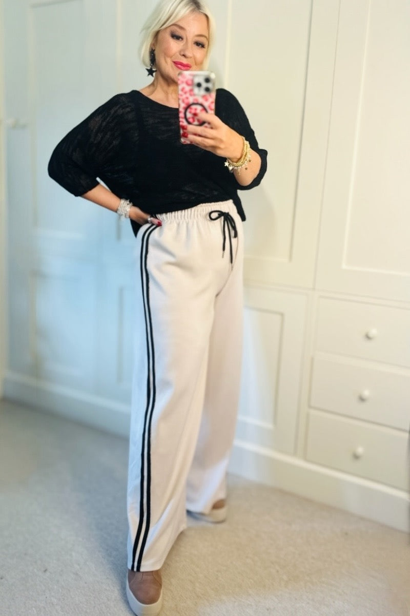 Sara Side Stripe Wide Leg Trousers