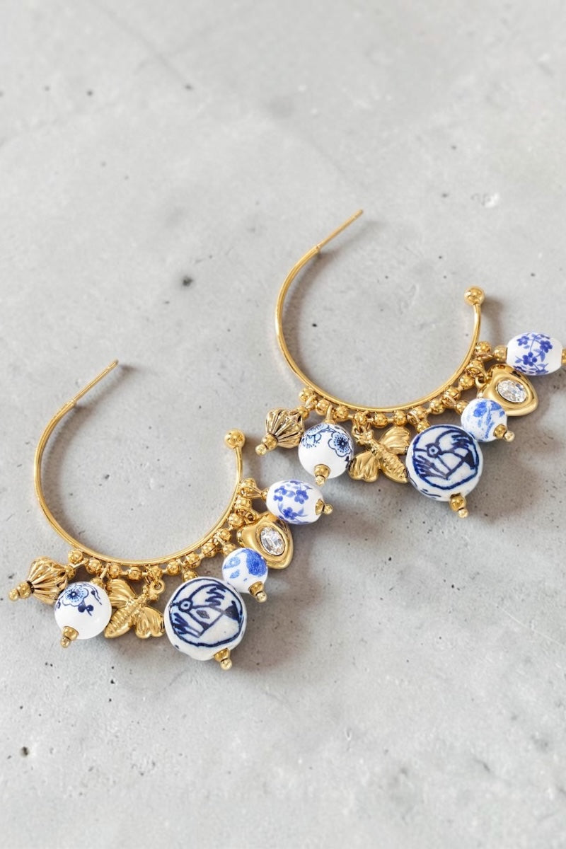 The Santorini Bee Charm Hoops