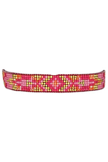 Fuchsia Mix Beaded Aztec Bracelet