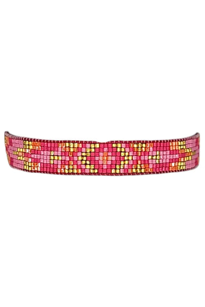 Fuchsia Mix Beaded Aztec Bracelet