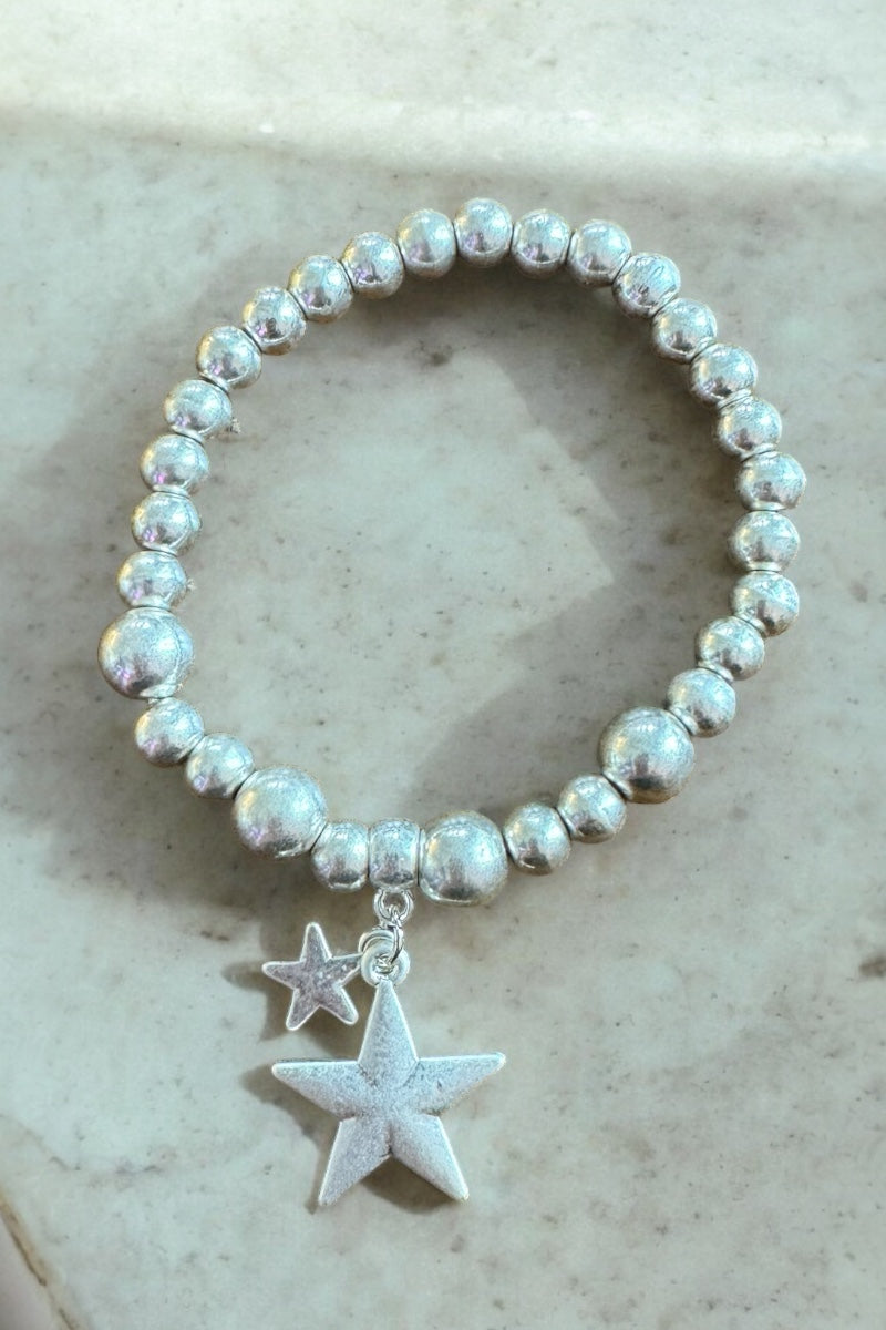 Double Star Silver Ball Bracelet