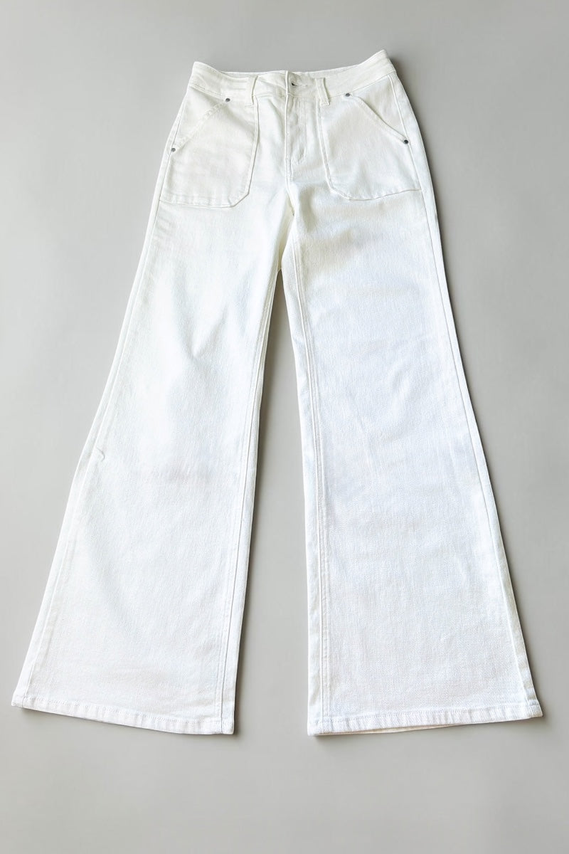Demi Super Stretch White Wide Leg Jeans