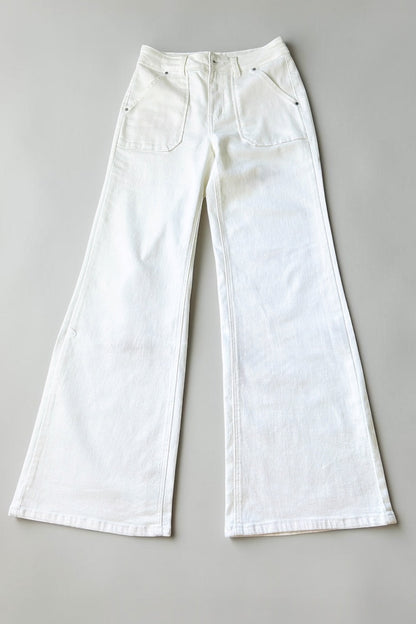 Demi Super Stretch White Wide Leg Jeans