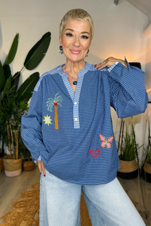 Gingham Palm Blouse