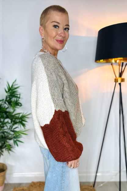 Comfy Colour Block Cardigan