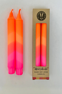 Neon Orange & Neon Pink Swirl Dip Dyed Candles