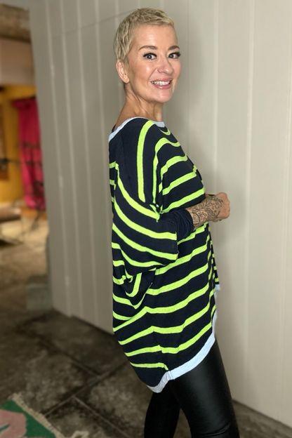 Striped Poncho Style Knit