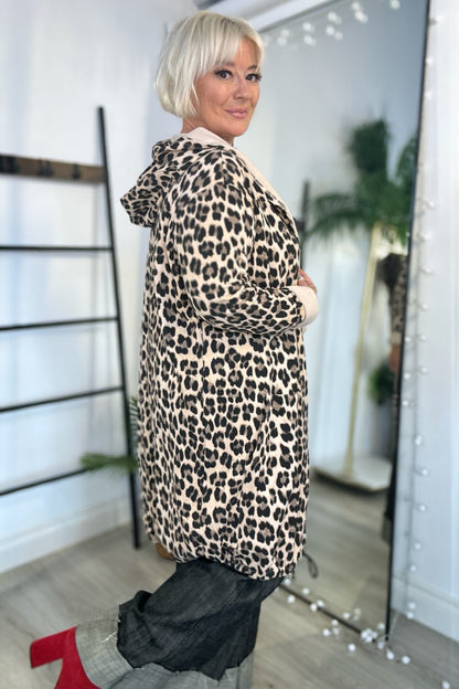 Bobbie Longline Leopard Print Edge To Edge Jacket