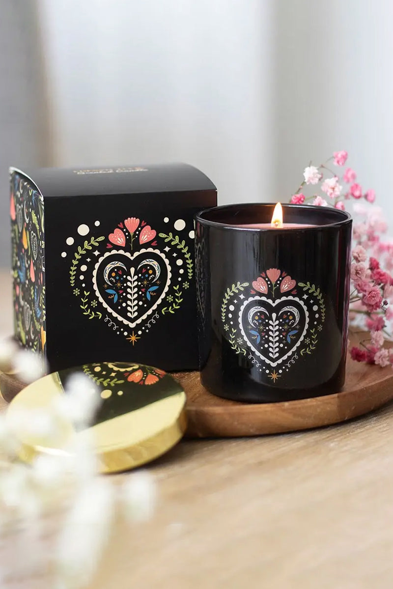 Midnight Bloom Black Folk Floral French Tulip Candle