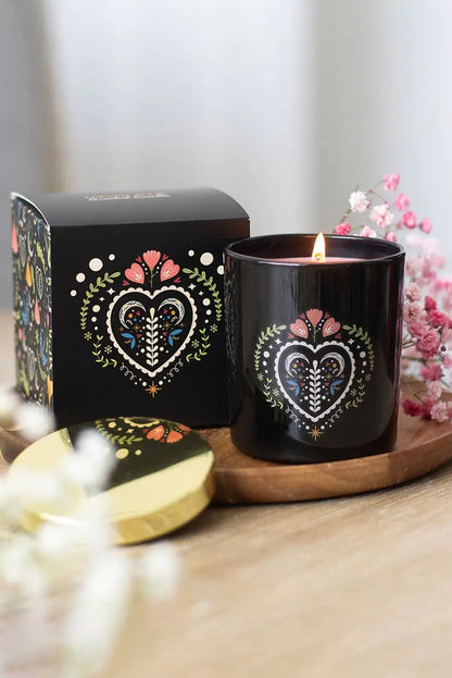 Midnight Bloom Black Folk Floral French Tulip Candle