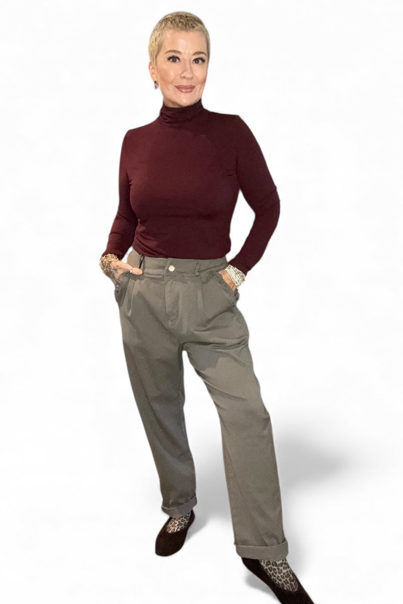 Frill Pocket Barrel Leg Trousers