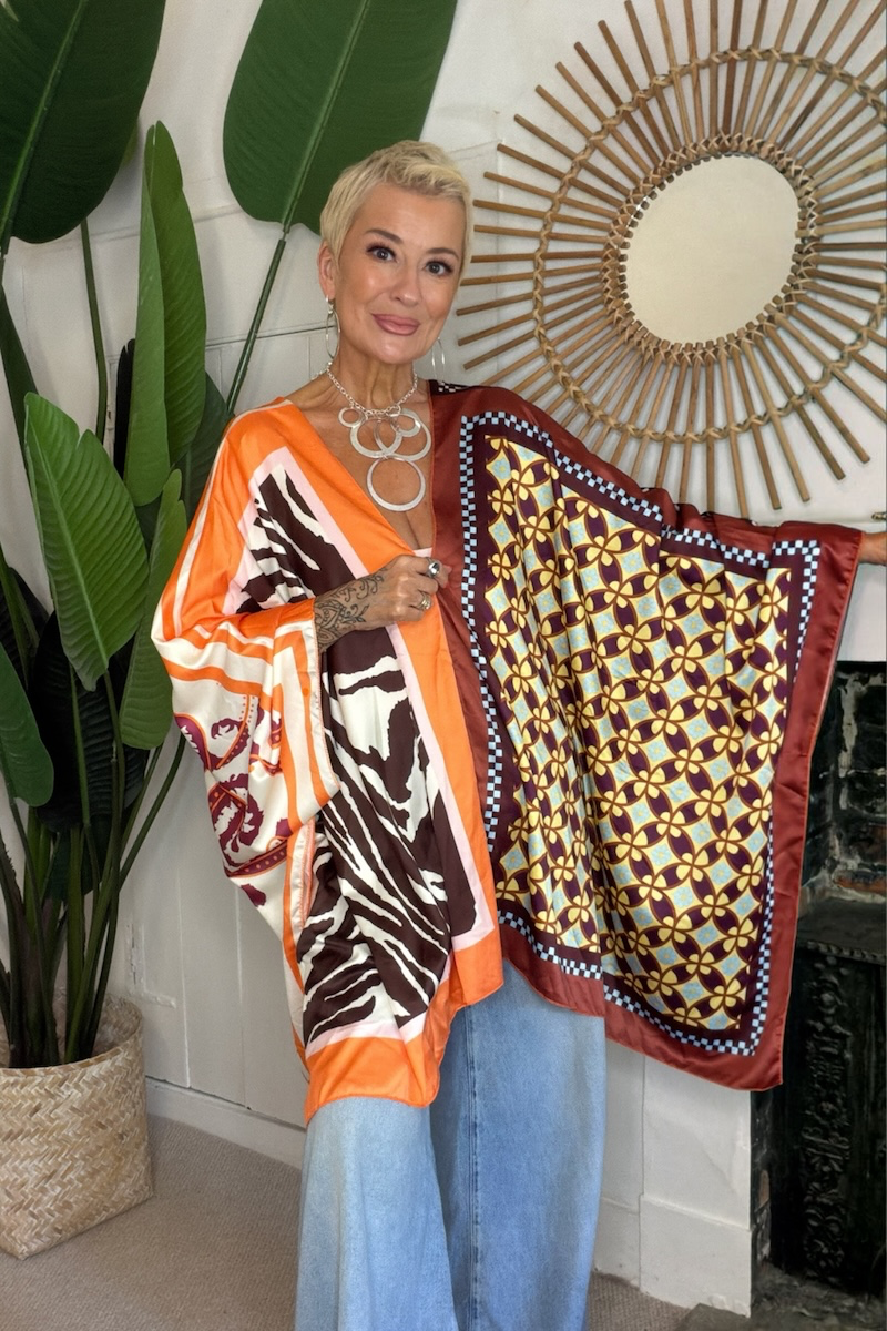 Reverse Print Poncho Top
