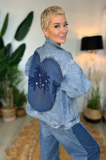 Heart Palm Oversized Denim Jacket