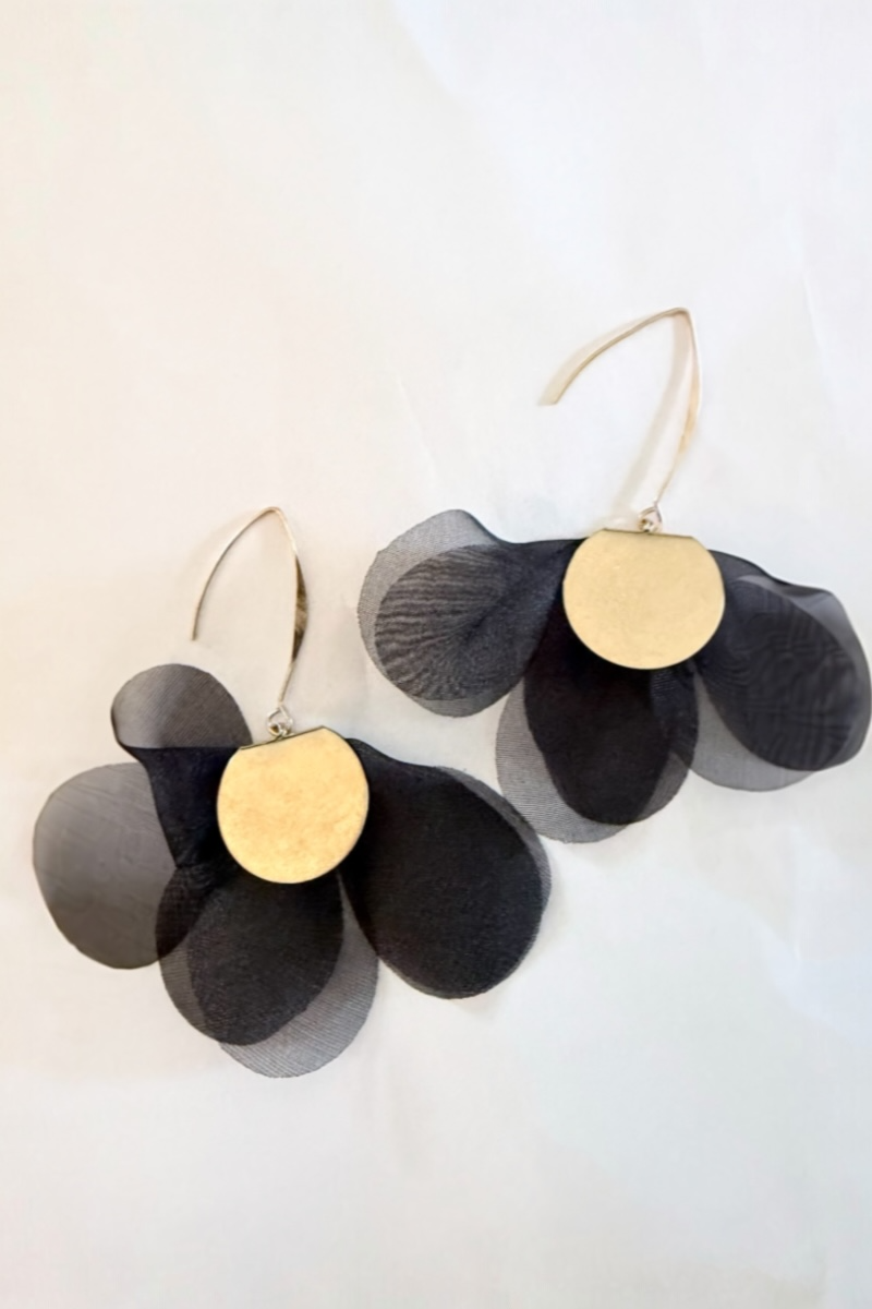 Light Weight Sheer Fabric Flower Earrings