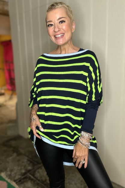 Striped Poncho Style Knit