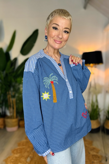 Gingham Palm Blouse