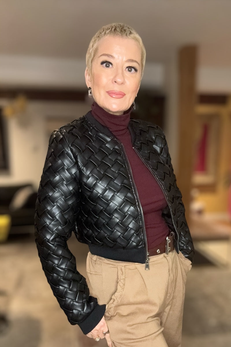 Lattice Faux Leather Jacket