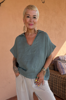 Linen V-Neck Top