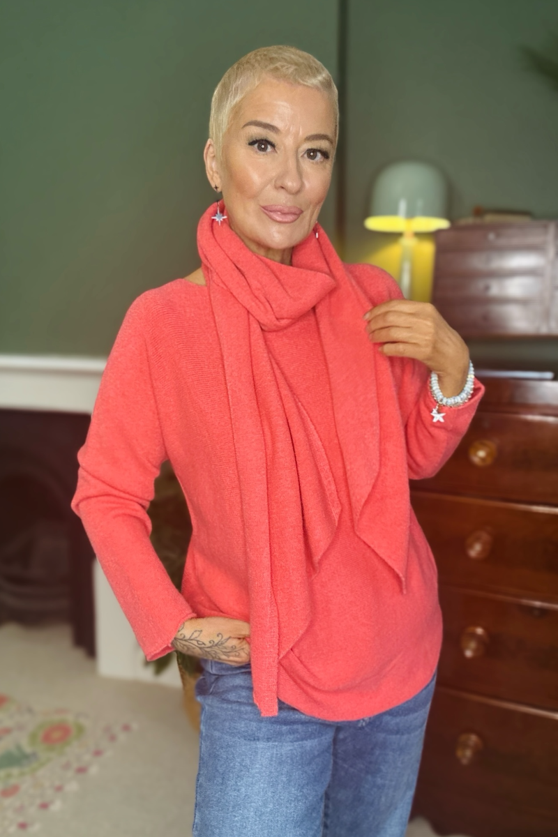 Knitted Jumper With Scarf