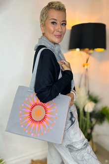 Constellation Medium Woven Tote Bag - Sunburst Grey