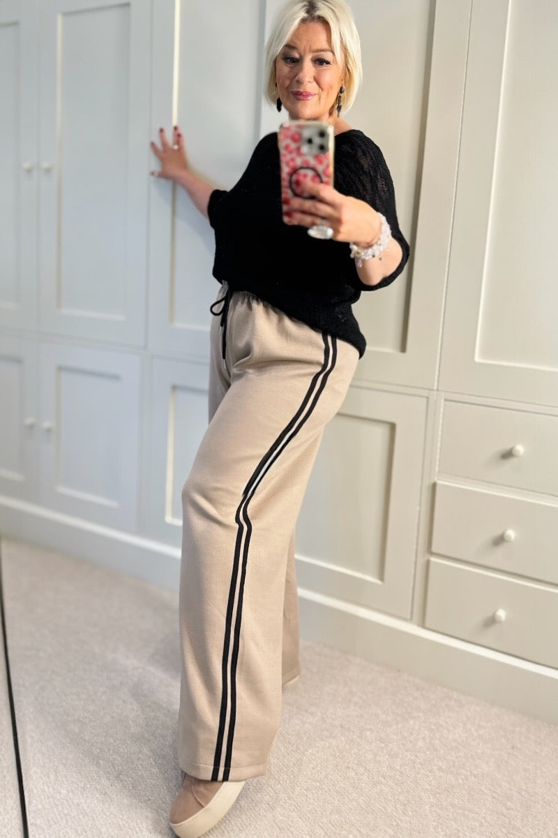 Sara Side Stripe Wide Leg Trousers