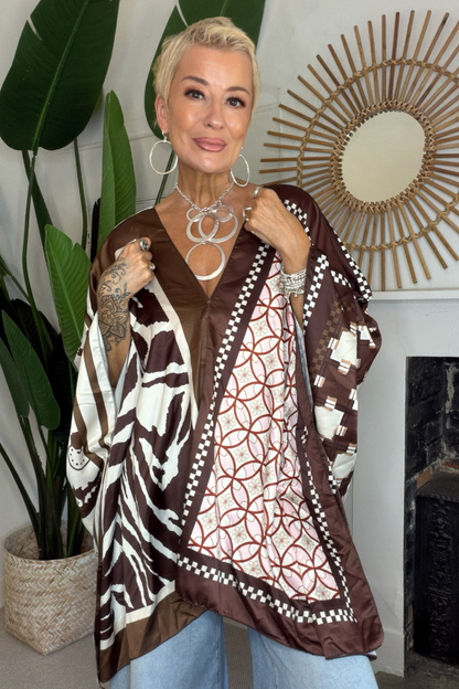 Reverse Print Poncho Top