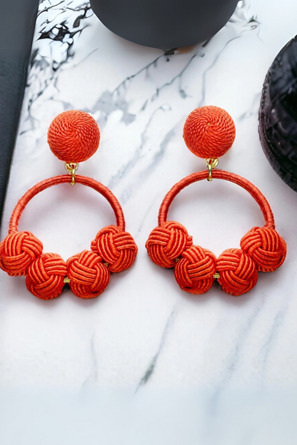 Narratives The Line Cotton Woven Knot Small Hoop Earrings