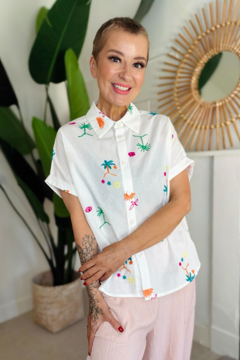Sun & Palm Embroidered Shirt