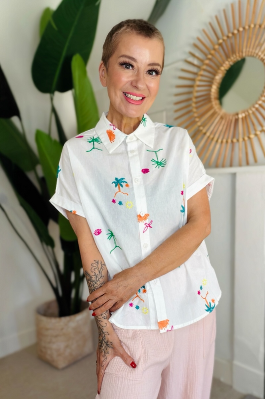 Sun & Palm Embroidered Shirt