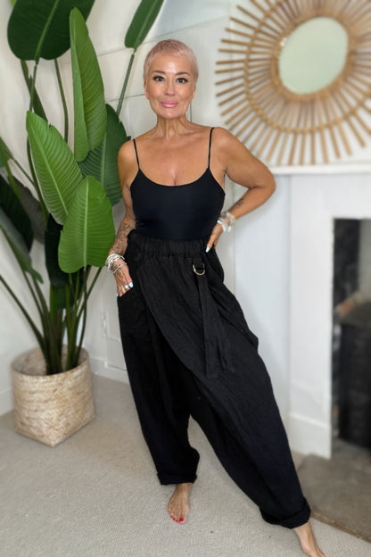 Cross Front Linen Trousers