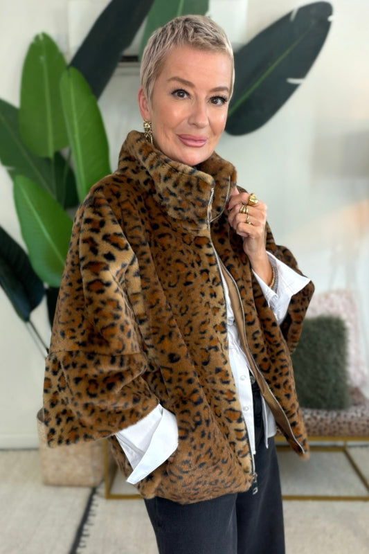 Faux Fur Zip Up Jacket