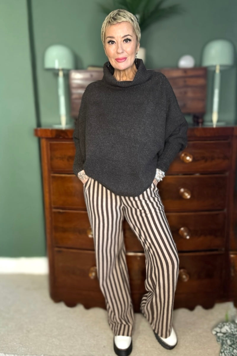 Stripe Wide Leg Trousers